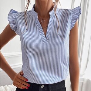SHEIN Striped Top with Ruffles